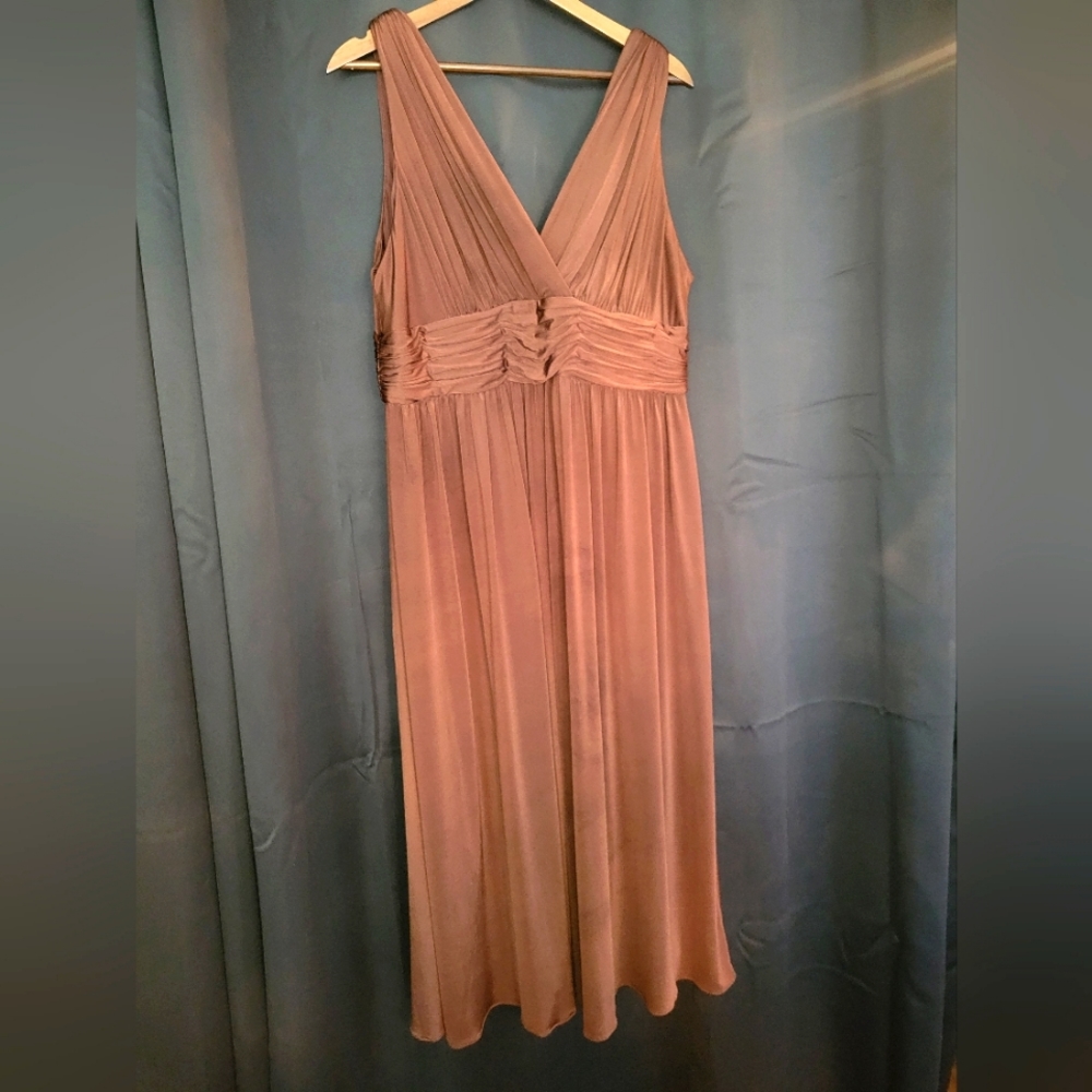 Unique satin copper brown dress from UK brand Planet
